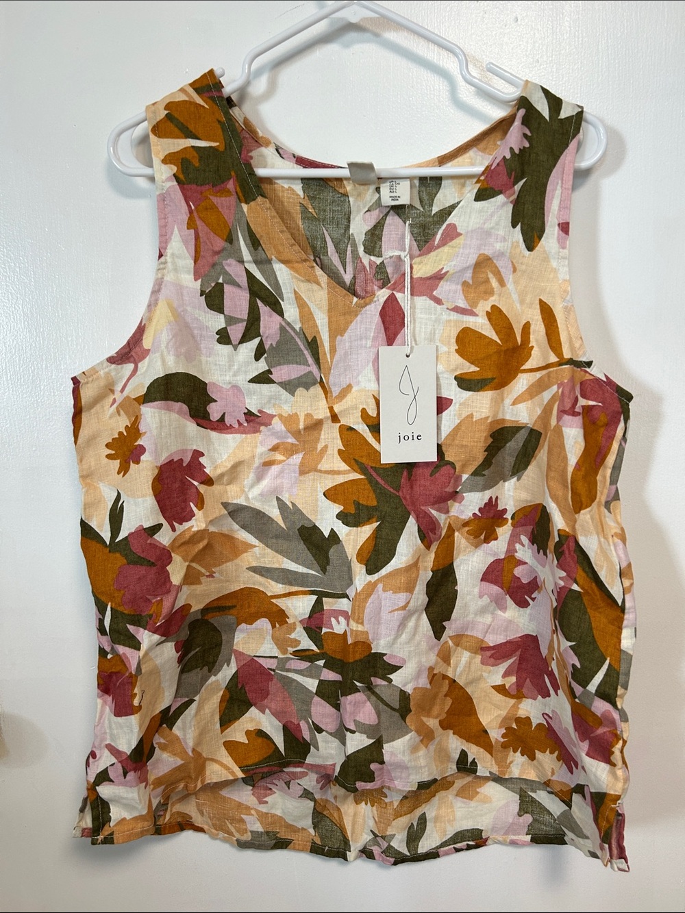 Joie Multicolor Floral Linen-Blend Sleeveless shirt